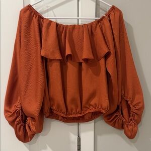 Vici Off-Shoulder Ruffle Blouse - Burnt Orange
